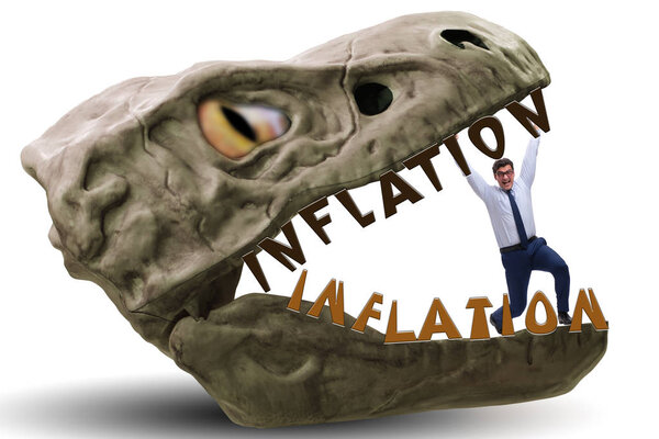 Businessman in inflation business concept