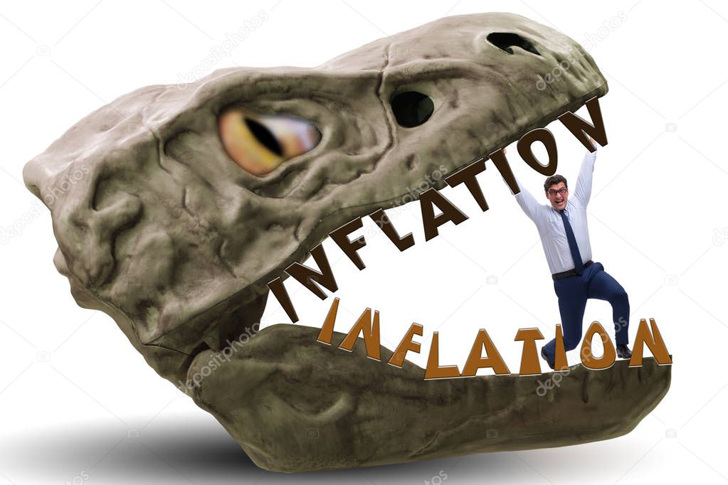 Businessman in inflation business concept