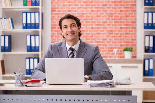 Jeune homme d'affaires travaillant dans le bureau — Photo