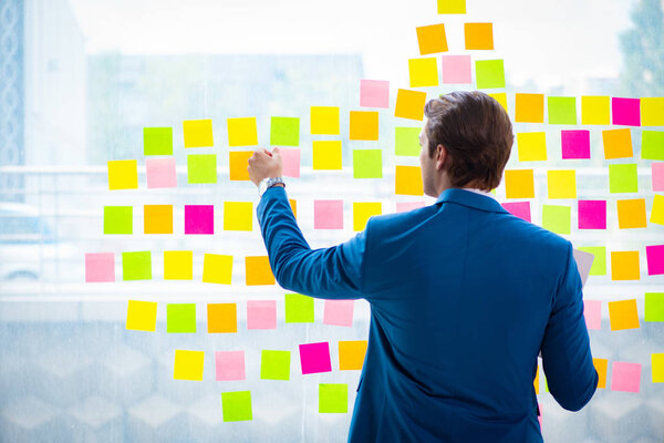 Young handsome employee with many conflicting priorities   