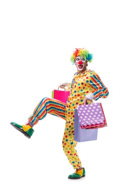 Beyaz arka planda izole komik palyaço