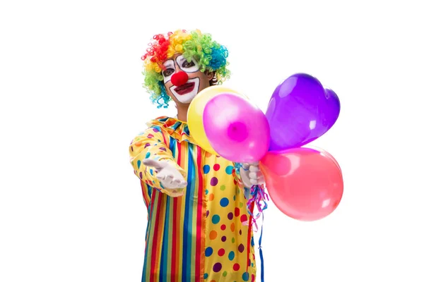 Grappige clown geïsoleerd op witte achtergrond — Stockfoto