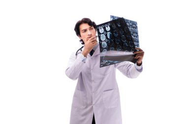 Genç yakışıklı beyaz izole radyolog doktor 