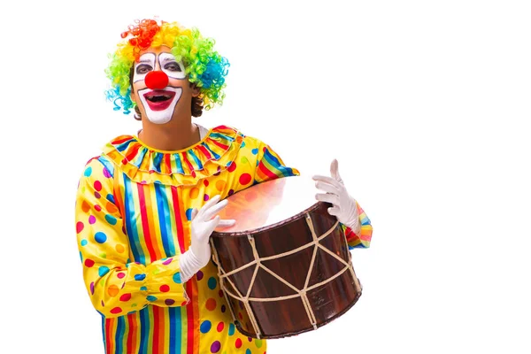 Mannelijke clown geïsoleerd op wit — Stockfoto