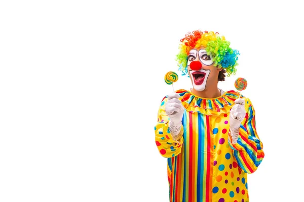 Mannelijke clown geïsoleerd op wit — Stockfoto