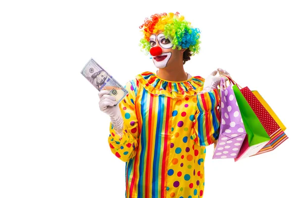 Clown maschio isolato su bianco — Foto Stock