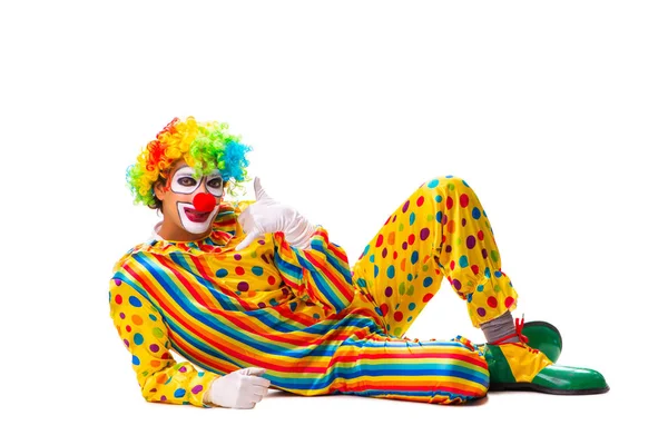 Männlicher Clown isoliert auf weiß — Stockfoto