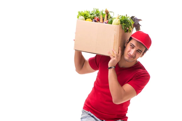 Konzept der Lieferung von Einkäufen isoliert auf weißem Hintergrund — Stockfoto