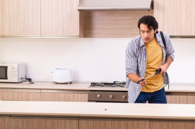 Profesyonel yüklenici mutfak at haşere kontrolü yapıyor