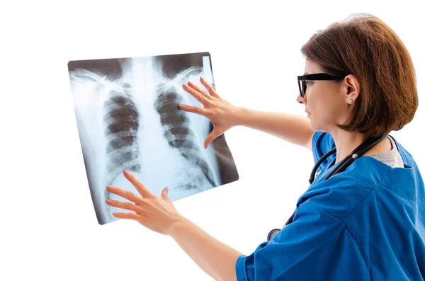 Female doctor radiologist isolated on white — Stock Photo, Image