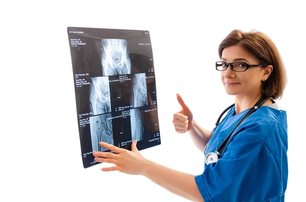 Médica radiologista isolado em branco — Fotografia de Stock