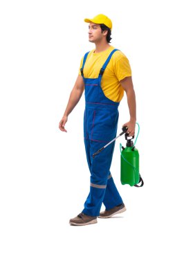 Beyaz arka plan üzerinde izole haşere kontrolü yüklenici