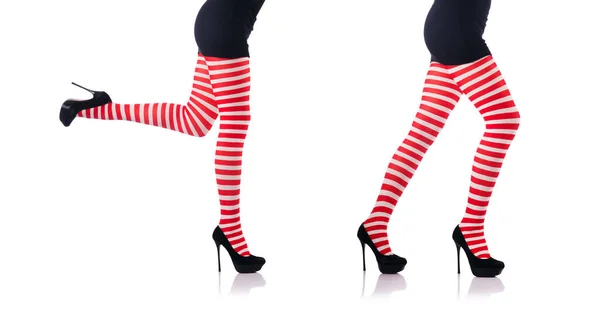 Frau mit langen Beinen und Strümpfen — Stockfoto