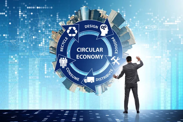 Conceito de economia circular com empresário — Fotografia de Stock