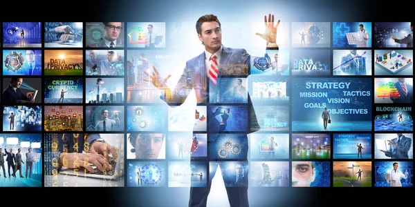 Collage von Fotos mit Geschäftsmann — Stockbild Collage von Fotos mit Geschäftsmann — Stockfoto