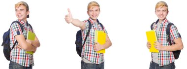 Sırt çantası ve üzerinde beyaz izole notlar 