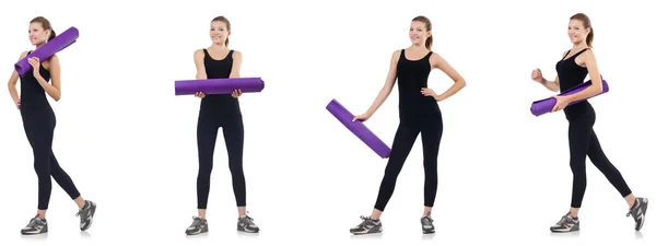 Young woman doing exercises isolated on white — Stock Photo, Image