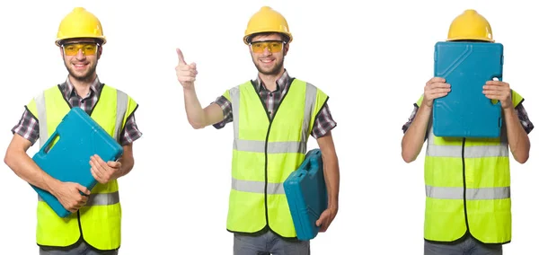 Trabajador industrial aislado en blanco — Foto de Stock