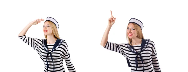 Woman sailor isolated on the white background