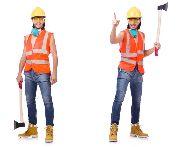 Trabajador industrial aislado en blanco — Foto de Stock