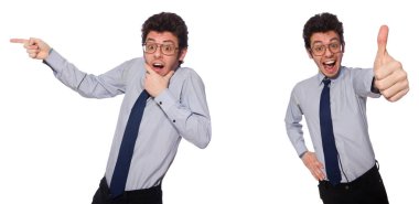 Beyaz genç işadamı ile kolaj