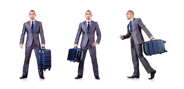 Homme d'affaires avec bagages sur blanc — Photo