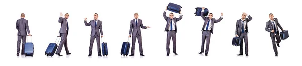 Biznesmen z bagażem na białym — Zdjęcie stockowe