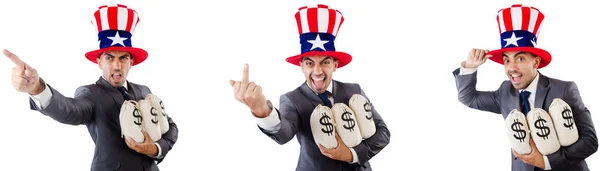 Man med amerikansk hatt med bankiren — Stockfoto