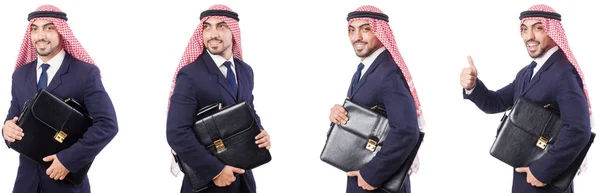 Αραβικά άνθρωπος με τσάντα που απομονώνονται σε λευκό — Φωτογραφία Αρχείου
