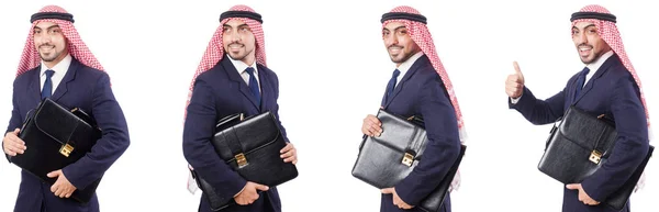 Arab man with bag isolated on white — Stock Photo, Image