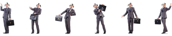 Смешной клоун-бизнесмен с портфелем — стоковое фото