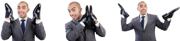 Hombre con zapatos aislados en blanco —  Fotos de Stock