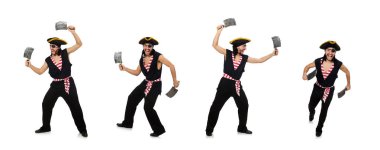 Beyaz arka plan üzerinde izole adam korsan