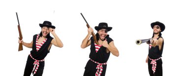 Beyaz arka plan üzerinde izole adam korsan