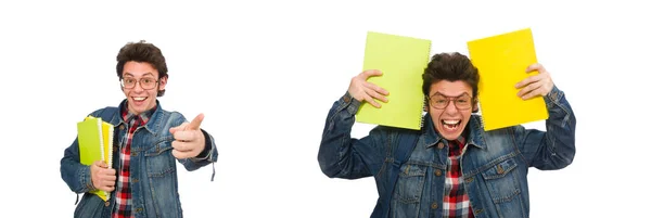 Joven estudiante aislado en blanco — Foto de Stock