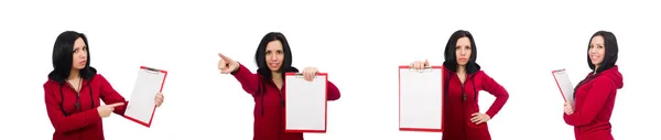 Woman in sports concept on white background — Stock Photo, Image