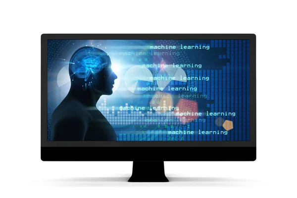 Aprendizaje automático e informática cognitiva - representación 3D — Foto de Stock