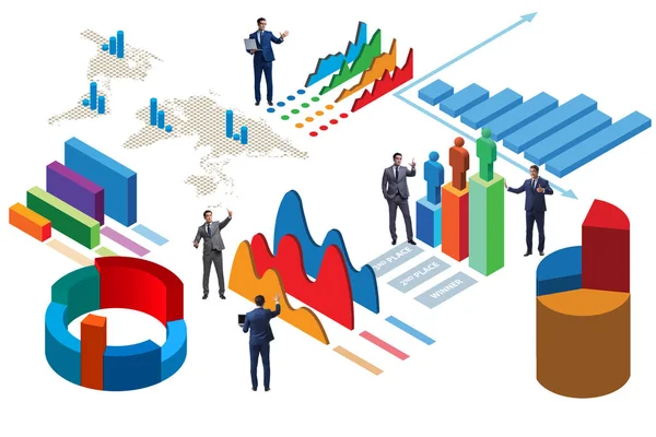 Empresário em análise de negócios infográficos conceito — Fotografia de Stock