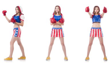 Genç bayan boksör, beyaz tenli. 