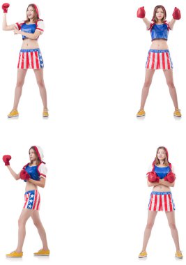 Genç bayan boksör, beyaz tenli. 