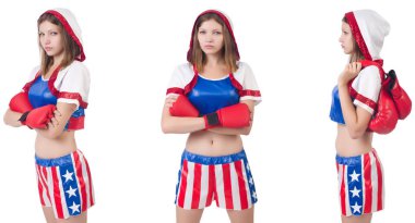 Genç bayan boksör, beyaz tenli. 