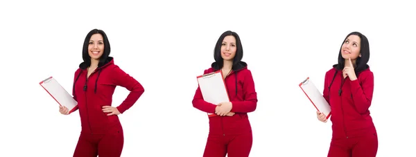 Woman in sports concept on white background — Stock Photo, Image