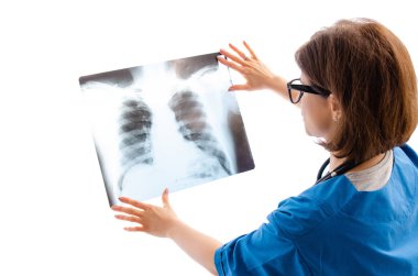 Beyaz izole kadın doktor radyolog 