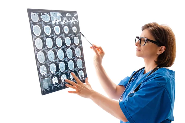 Female doctor radiologist isolated on white — Stock Photo, Image