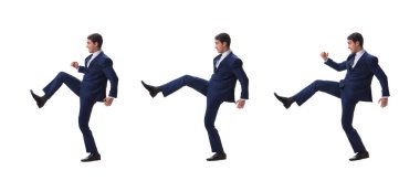 Genç işadamı beyazda izole edilmiş 