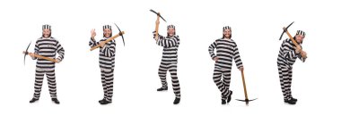 Hapishane tutuklu beyaz izole balta ile