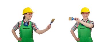 üzerinde beyaz izole kadın ressam