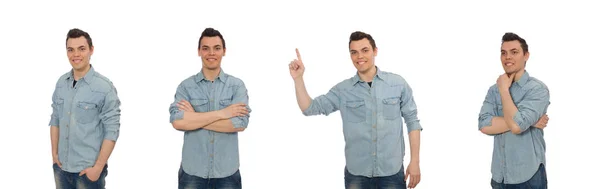 Joven estudiante masculino aislado en blanco — Foto de Stock