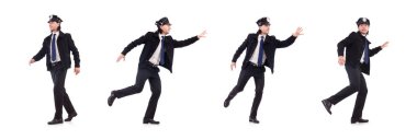 Polis memuru beyazda izole edilmiş.