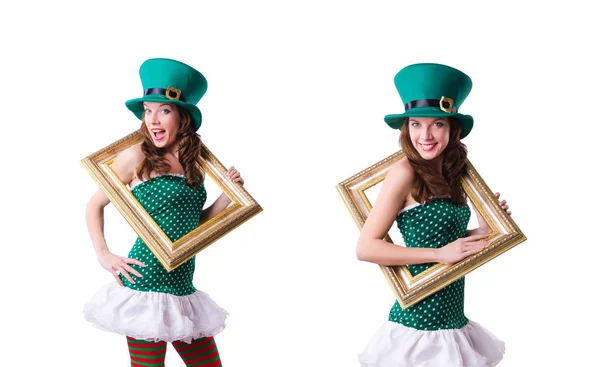 Young girl in saint patrick celebration concept — Stock Photo, Image